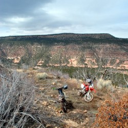 Motorcycles above the Dolores River, Gateway, CO