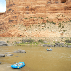 View of Rafts on the Colorado River in Ruby Horse Thief Canyon. Taken from Black Rock campsite #7.